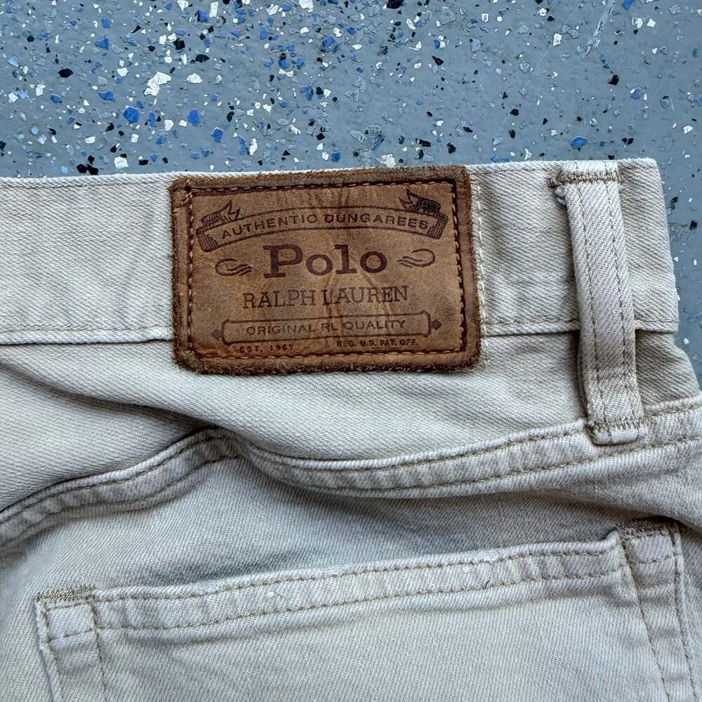 Polo Ralph Lauren Authentic Dungarees Beige Denim Jeans - Picture 4 of 8